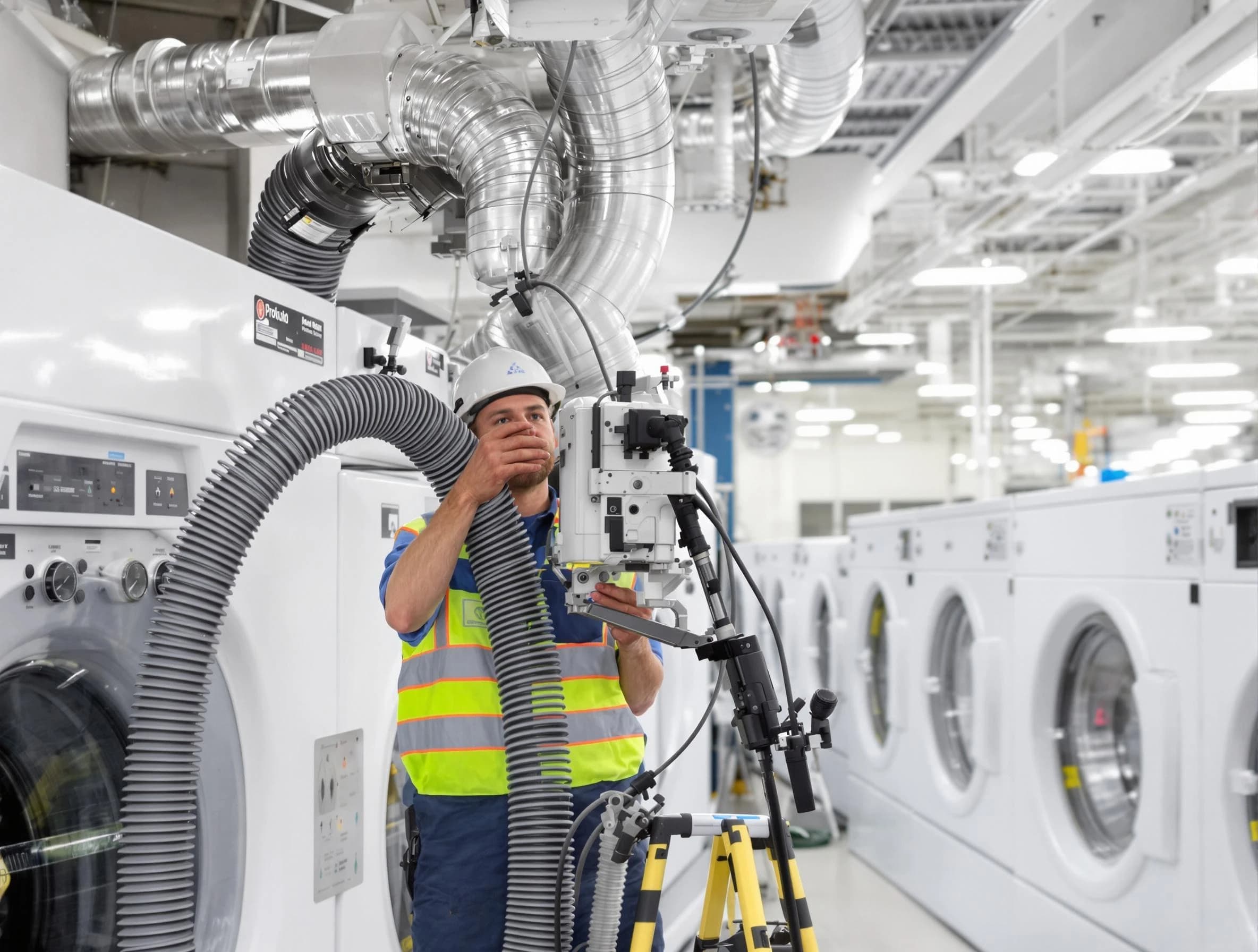 Pleasant Hills Dryer Vent Cleaning team performing commercial-grade dryer vent cleaning at a business facility in Pleasant Hills