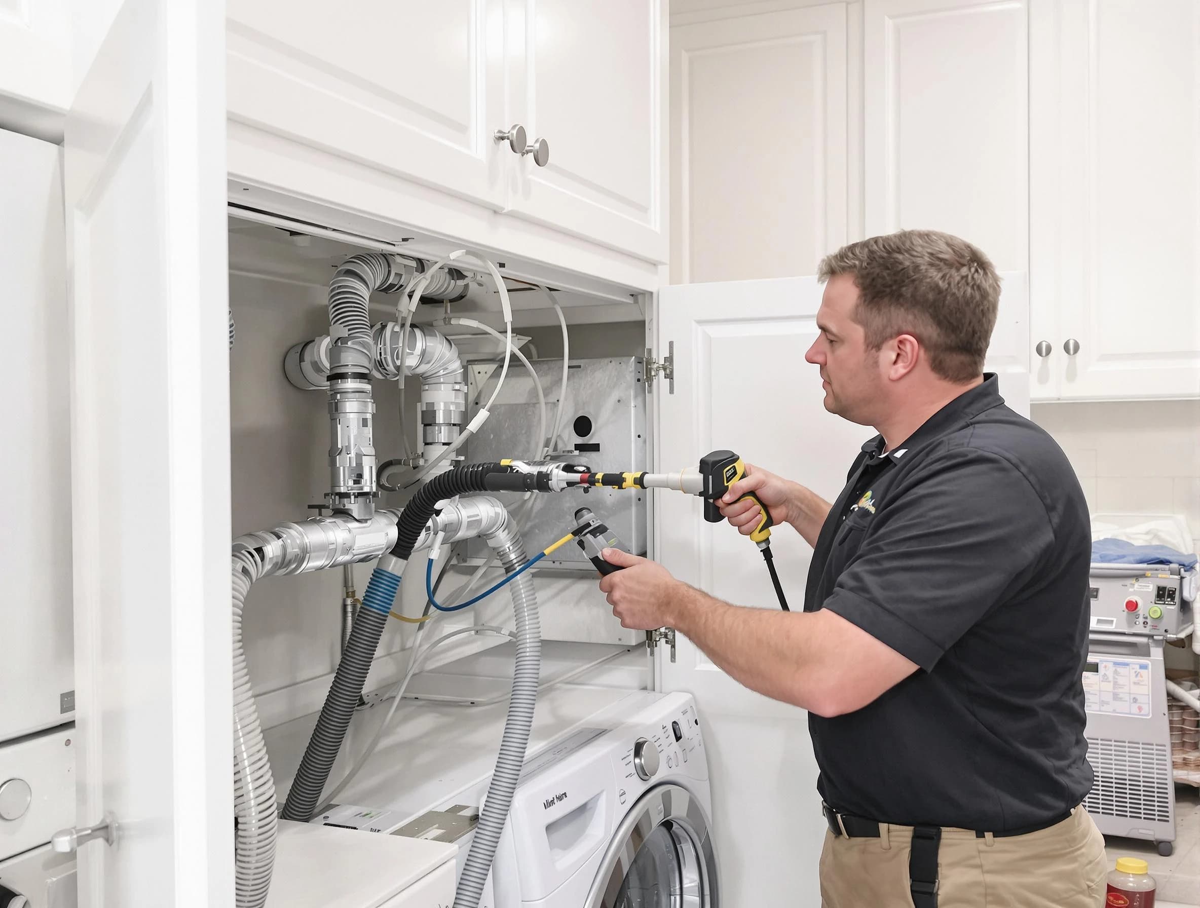 Pleasant Hills Dryer Vent Cleaning professional removing severe blockage from a clogged dryer vent in Pleasant Hills