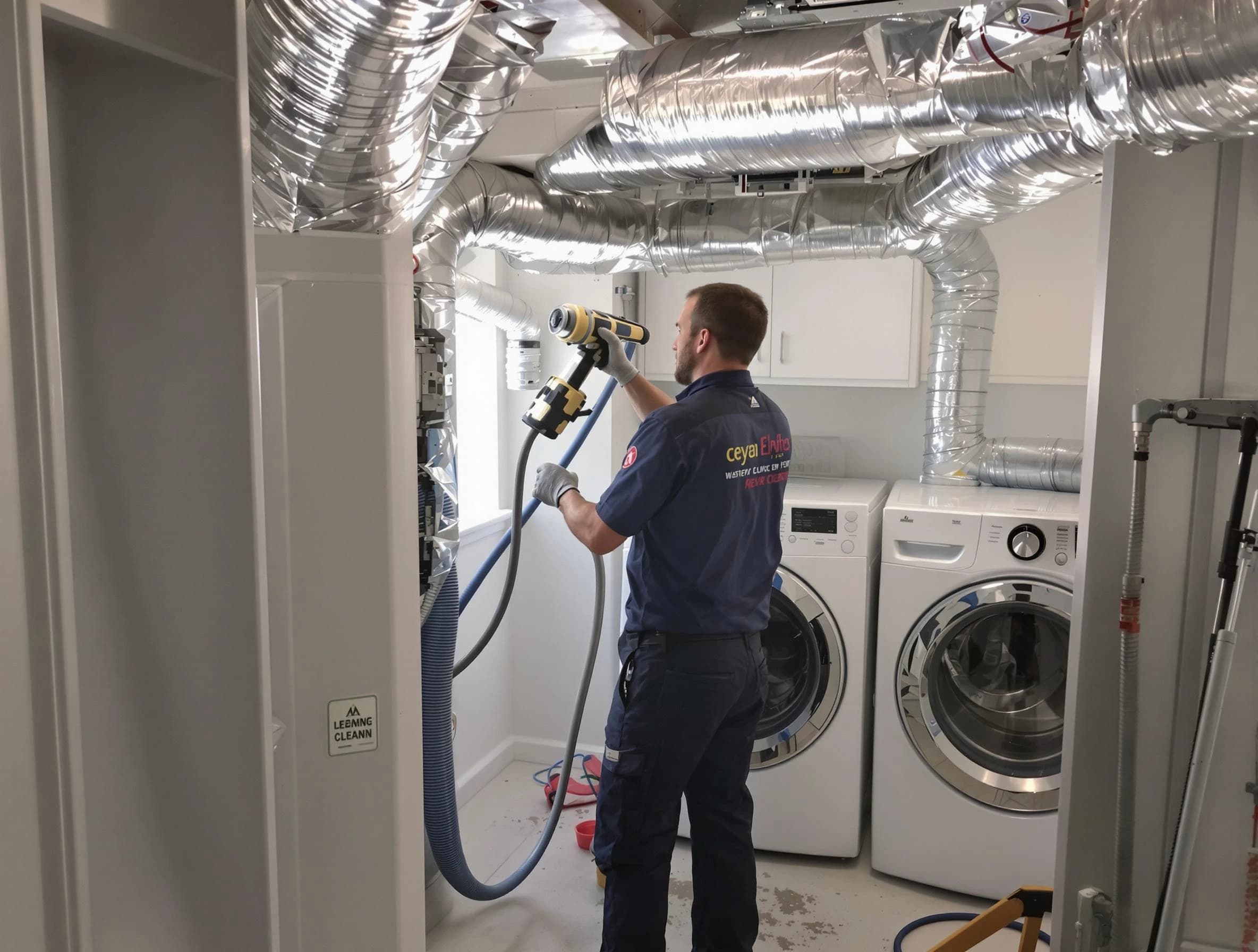 Pleasant Hills Dryer Vent Cleaning specialist using advanced equipment for thorough duct cleaning in Pleasant Hills