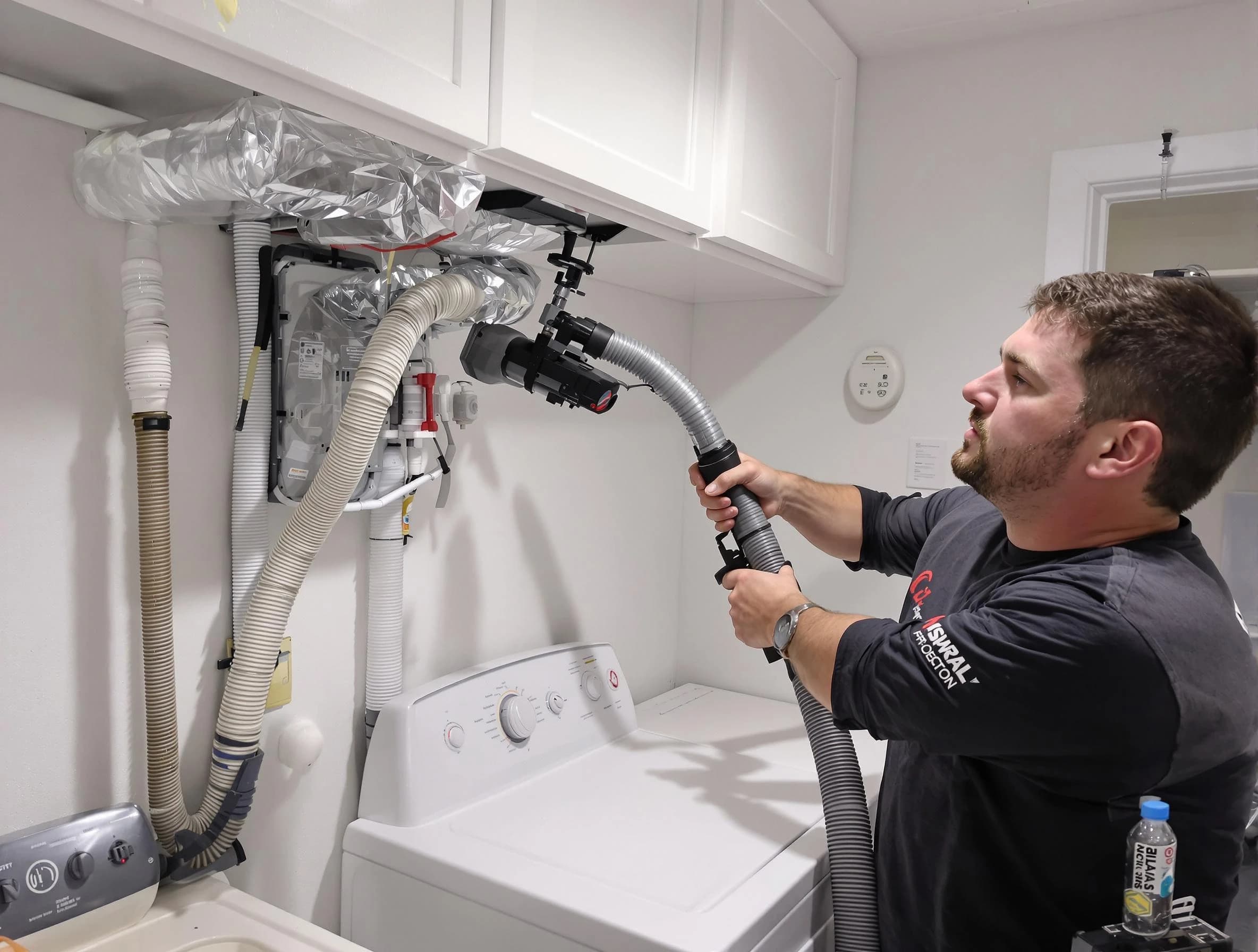 Pleasant Hills Dryer Vent Cleaning certified technician performing safety-focused gas dryer vent cleaning in Pleasant Hills