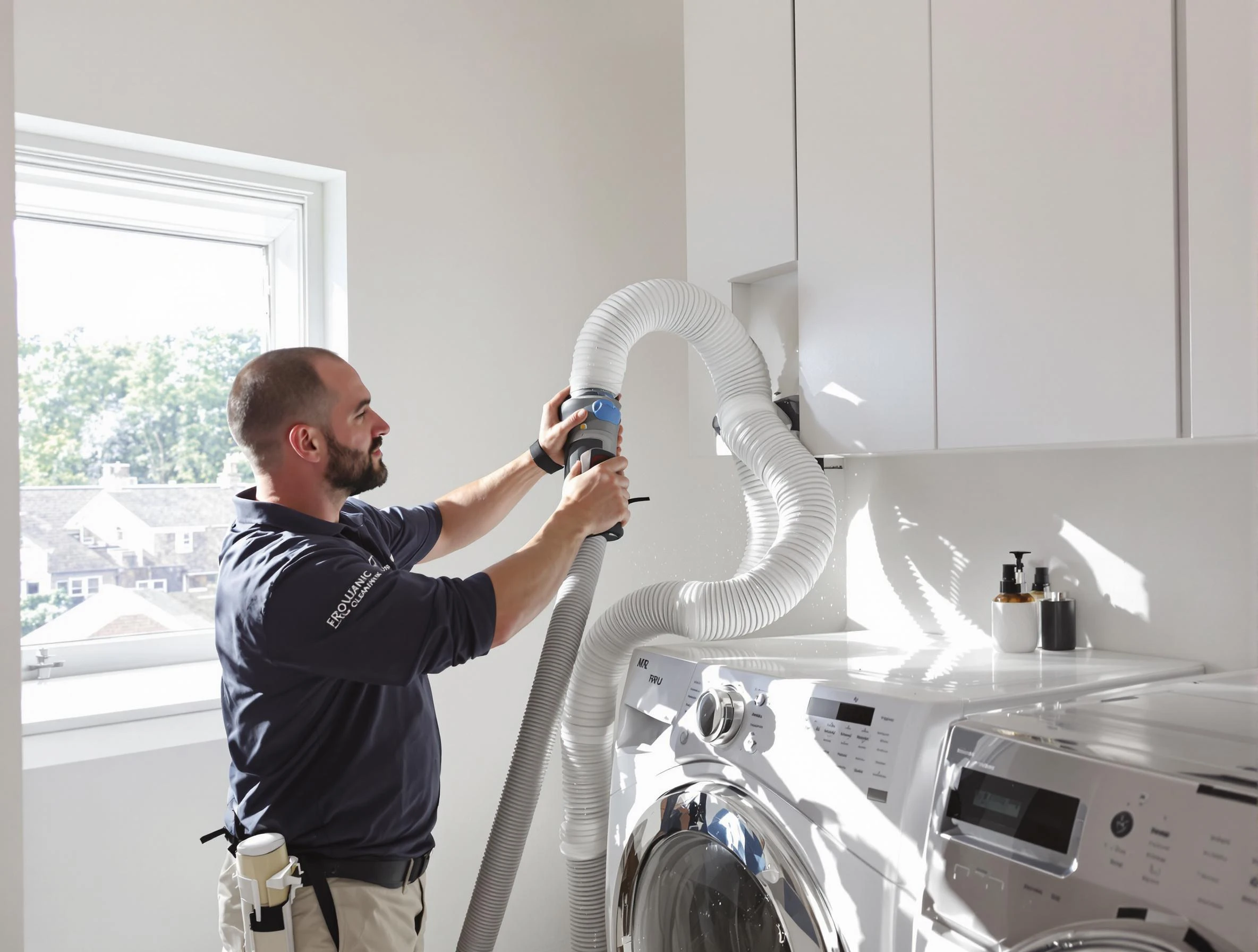 Certified Pleasant Hills Dryer Vent Cleaning technician performing dryer vent cleaning in Pleasant Hills