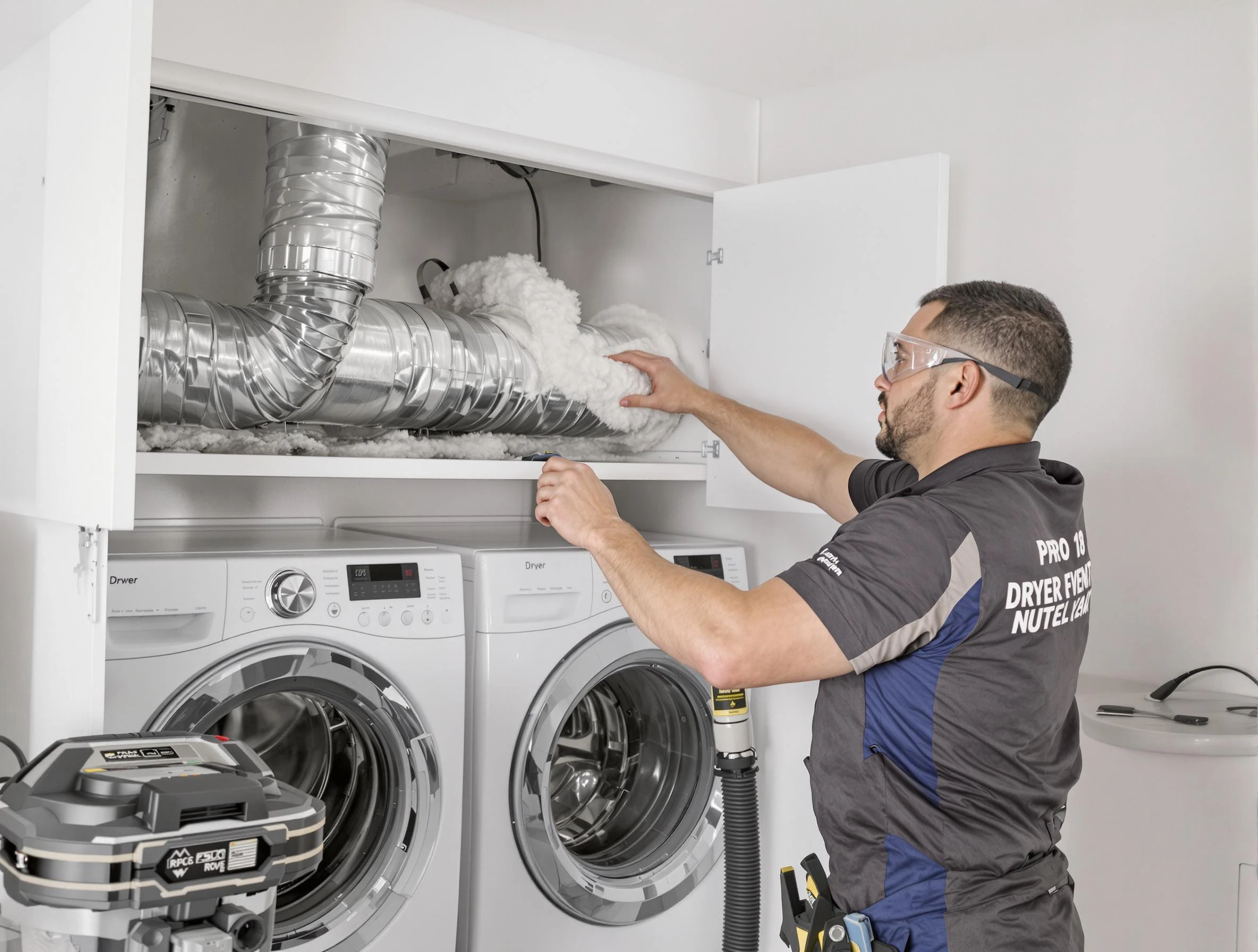Pleasant Hills Dryer Vent Cleaning certified technician performing specialized gas dryer vent cleaning in Pleasant Hills